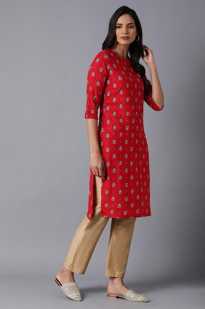 Crimson Pink Printed kurta - wforwoman