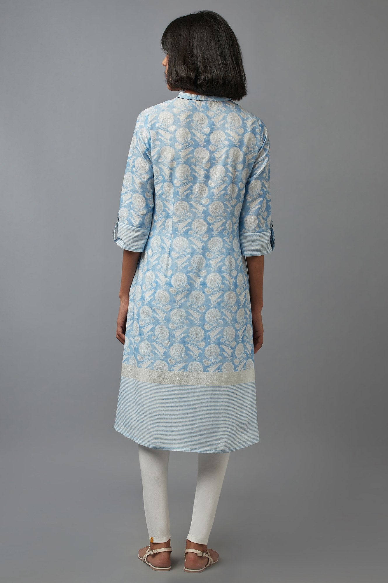 Blue Floral Print Straight kurta