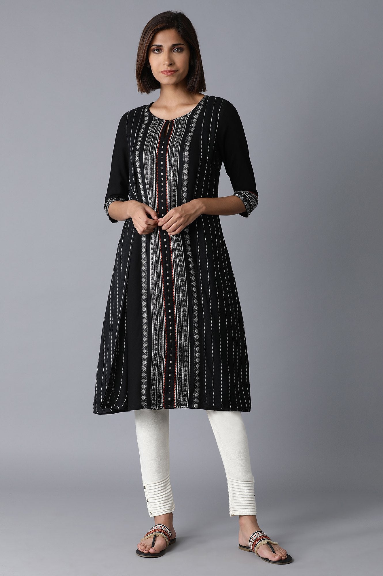 Black Straight Dobby kurta