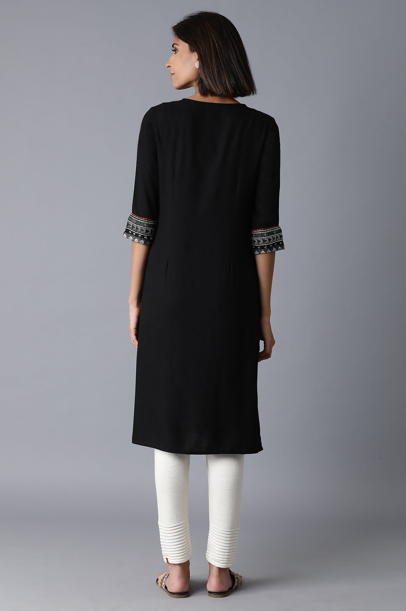 Black Straight Dobby kurta