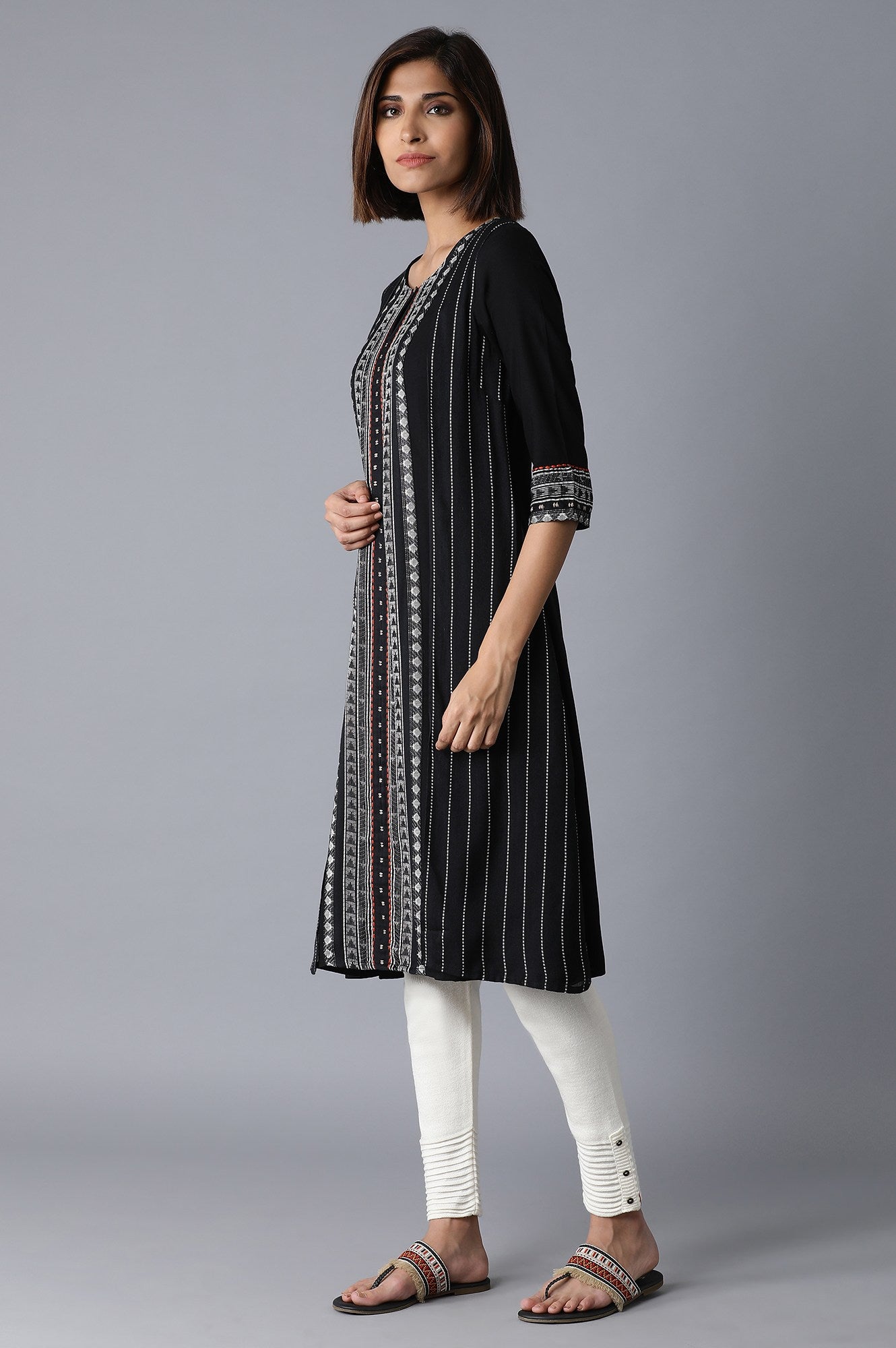 Black Straight Dobby kurta