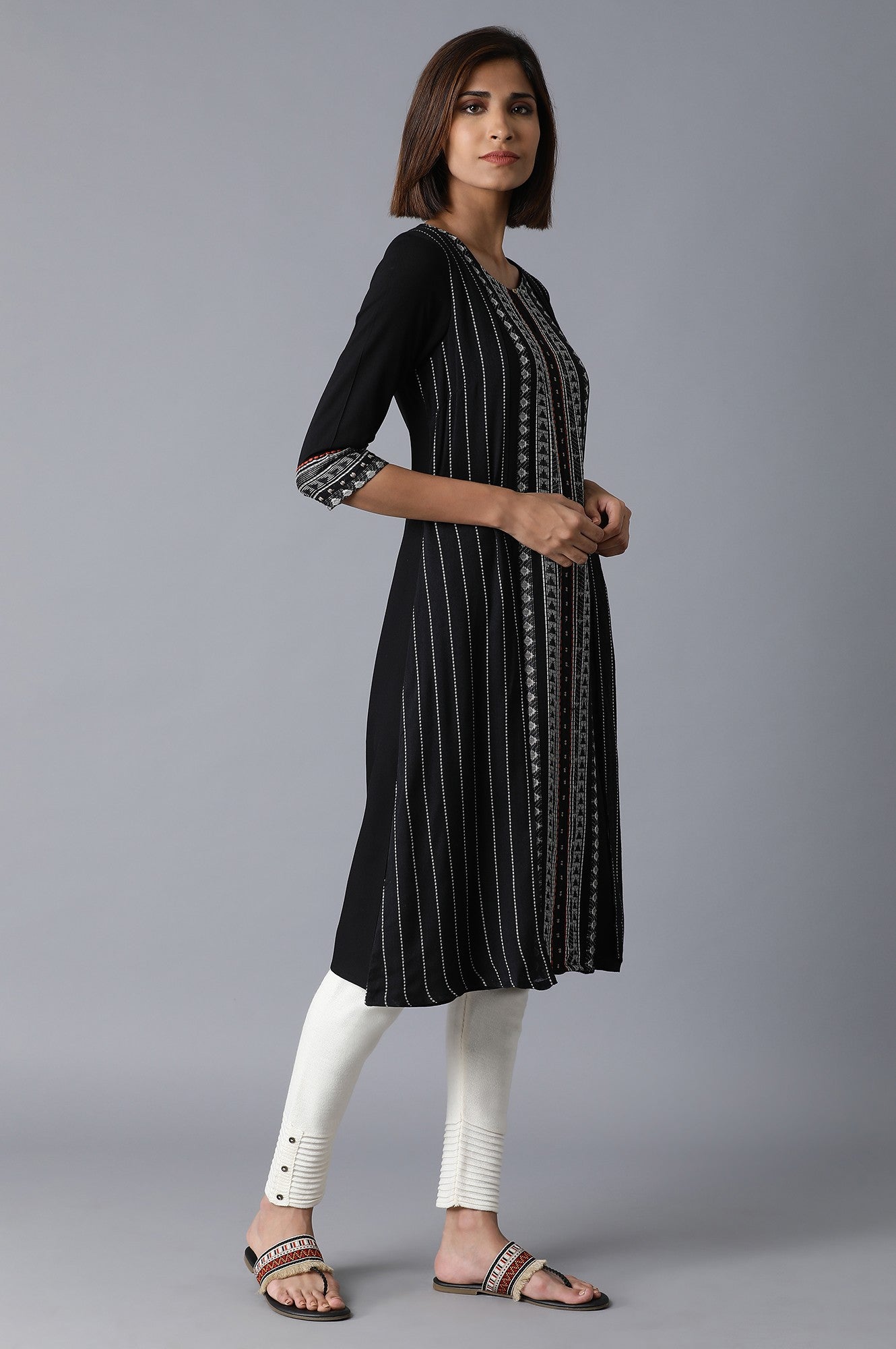 Black Straight Dobby kurta