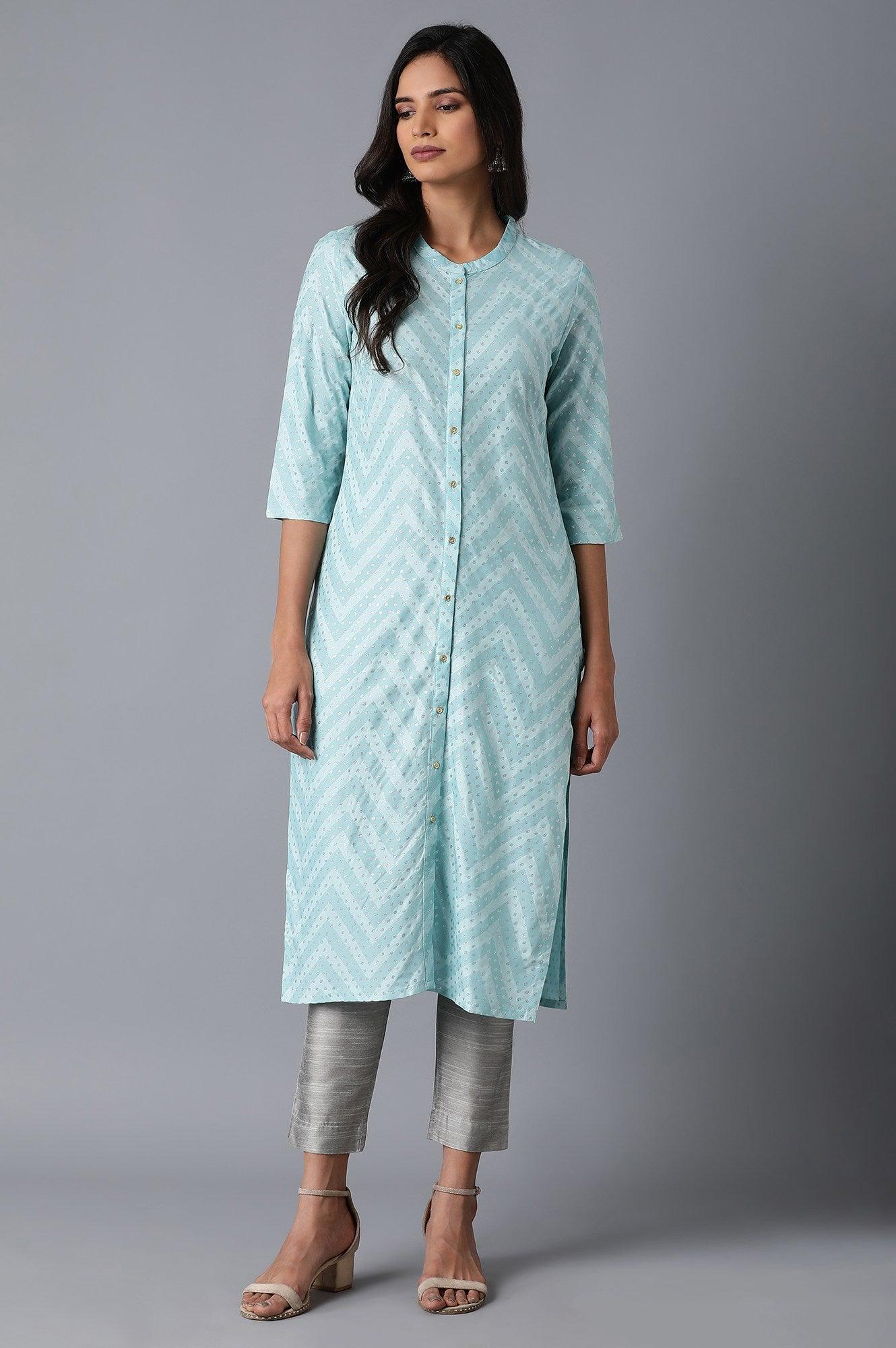 Powder Blue kurta - wforwoman