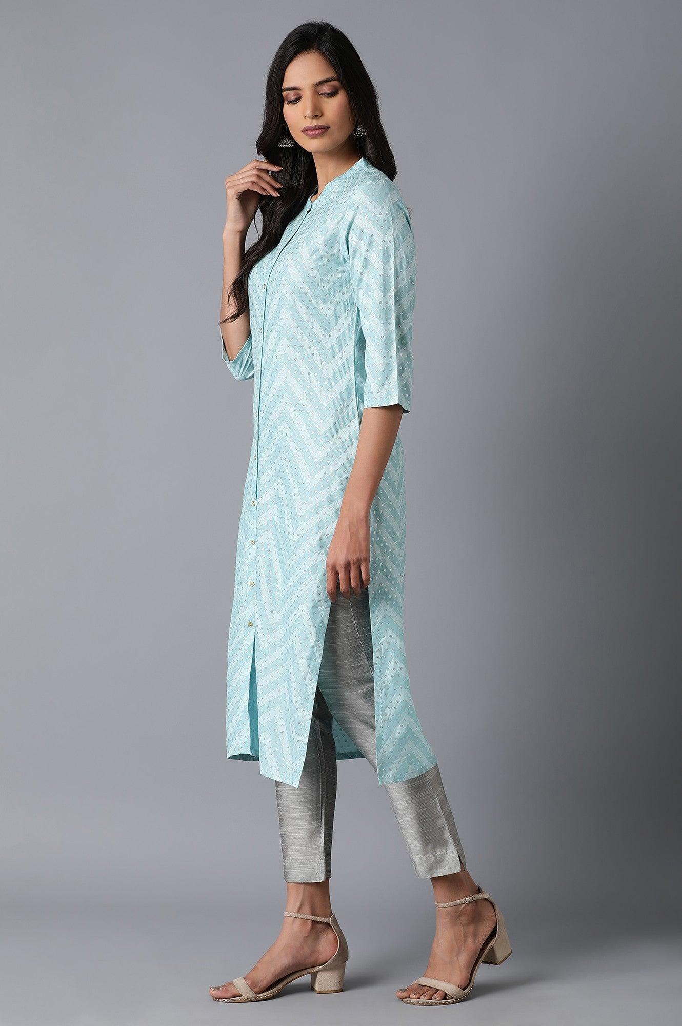 Powder Blue kurta - wforwoman