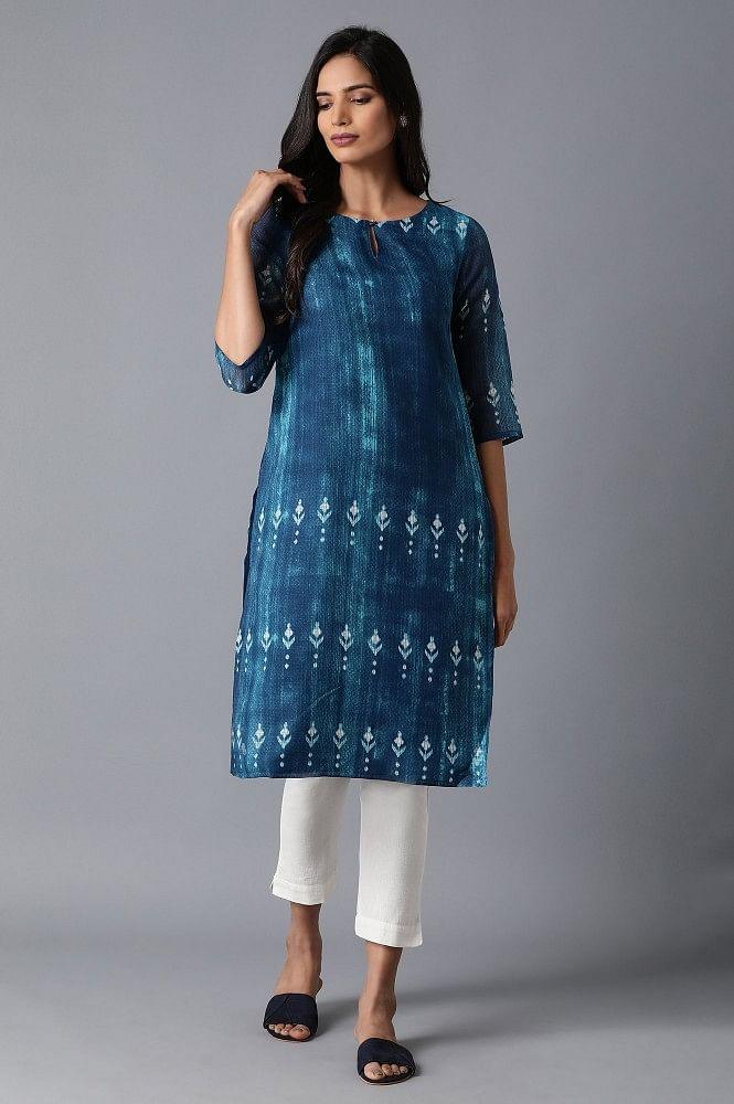 Blue Kota Straight kurta - wforwoman