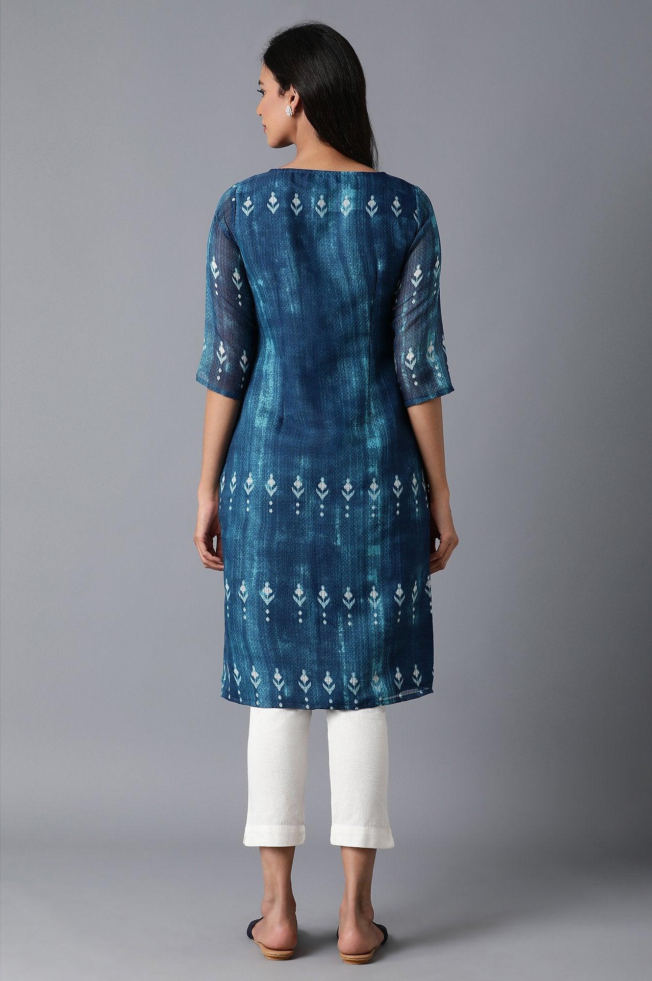 Blue Kota Straight kurta - wforwoman