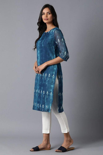 Blue Kota Straight kurta - wforwoman