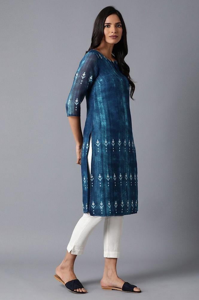 Blue Kota Straight kurta - wforwoman