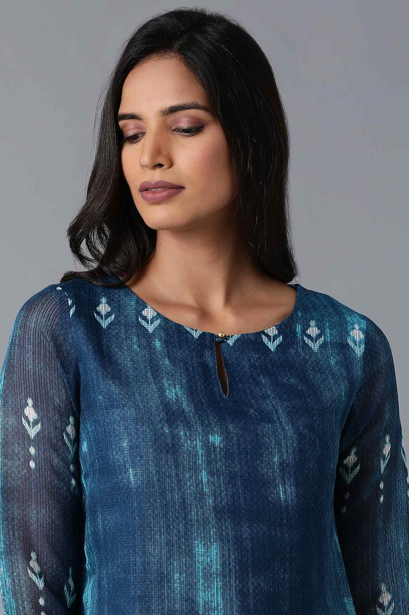 Blue Kota Straight kurta - wforwoman