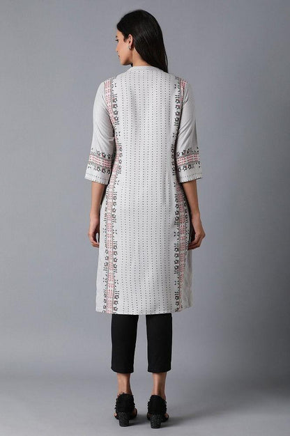 Grey Geometric Print kurta - wforwoman