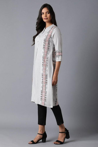 Grey Geometric Print kurta - wforwoman