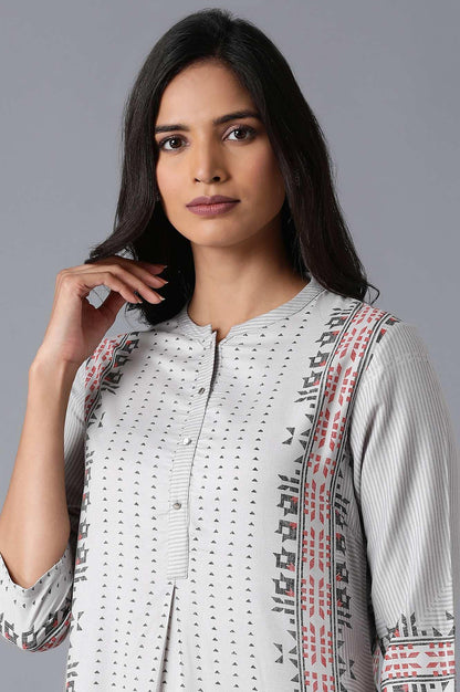 Grey Geometric Print kurta - wforwoman