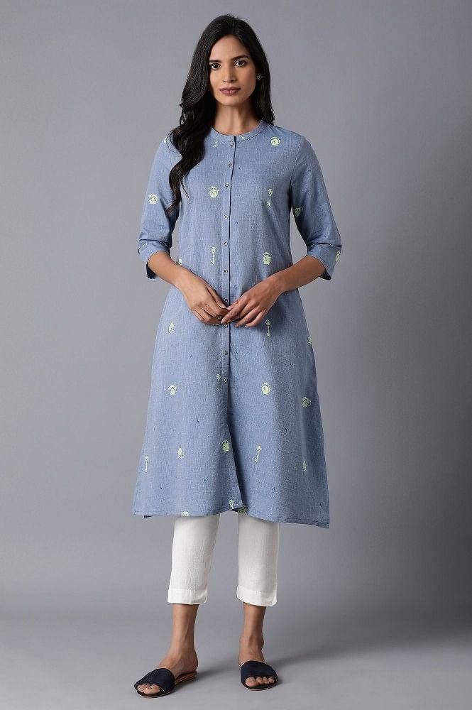 Chambray Blue kurta - wforwoman