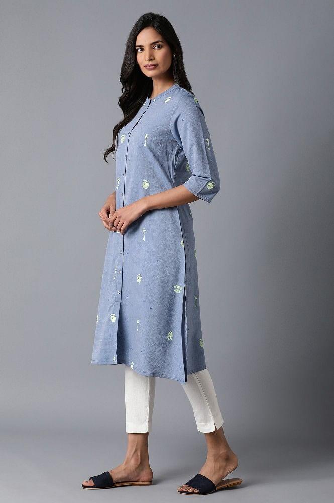 Chambray Blue kurta - wforwoman