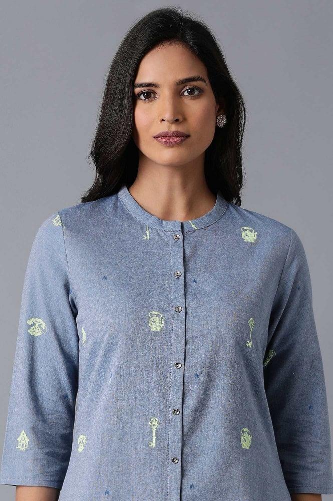 Chambray Blue kurta - wforwoman