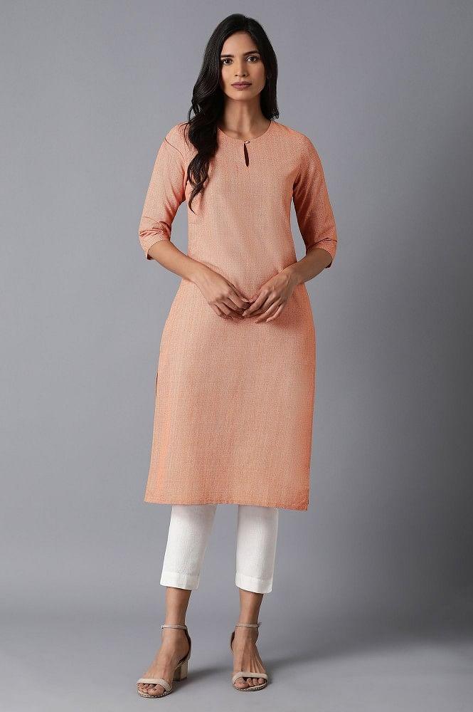 Orange Straight kurta - wforwoman