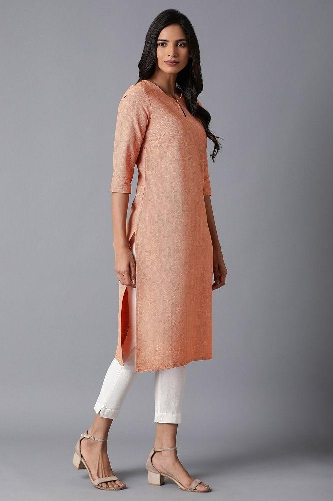 Orange Straight kurta - wforwoman