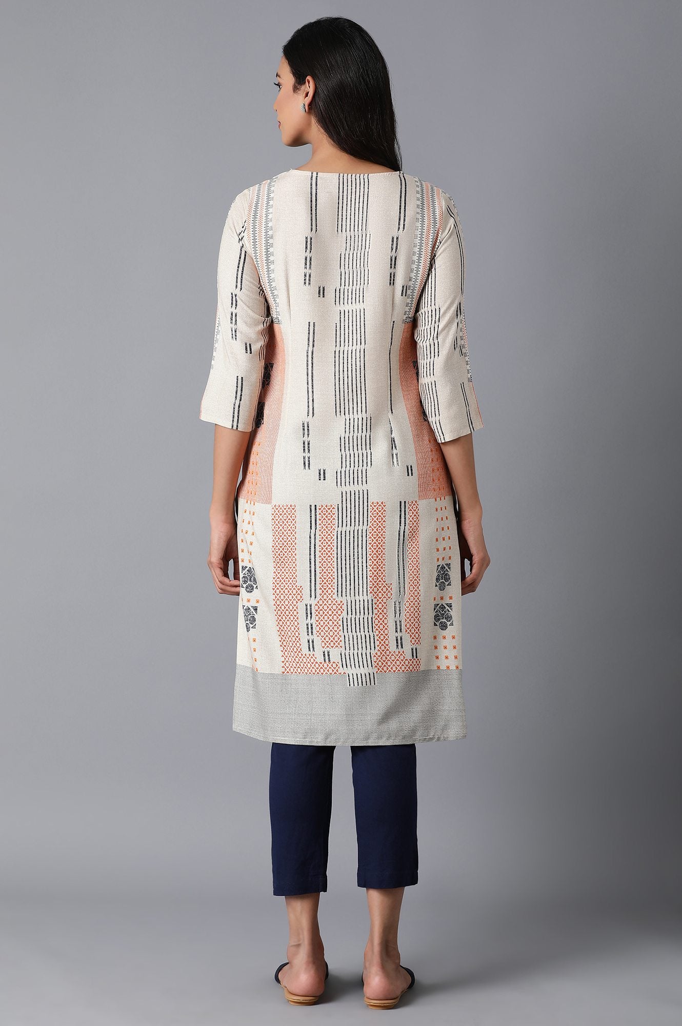 Beige Tribal Print kurta