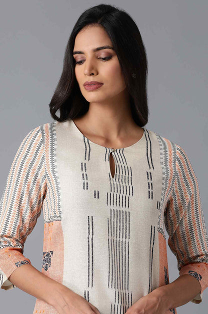 Beige Tribal Print kurta