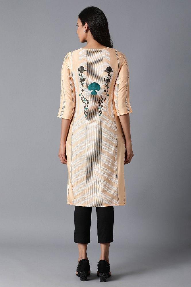 Orange Geometric Print kurta - wforwoman