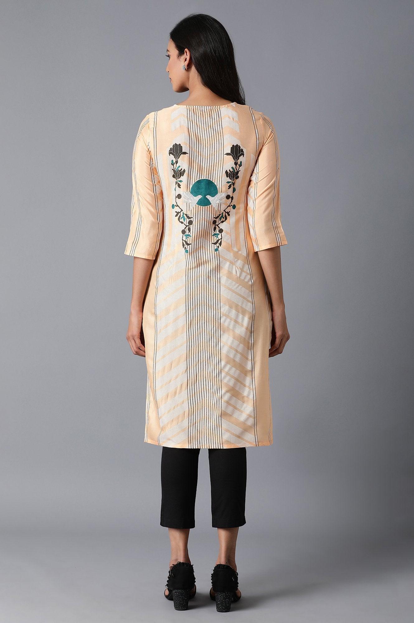 Orange Geometric Print kurta - wforwoman