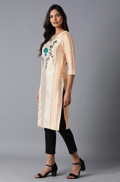 Orange Geometric Print kurta - wforwoman