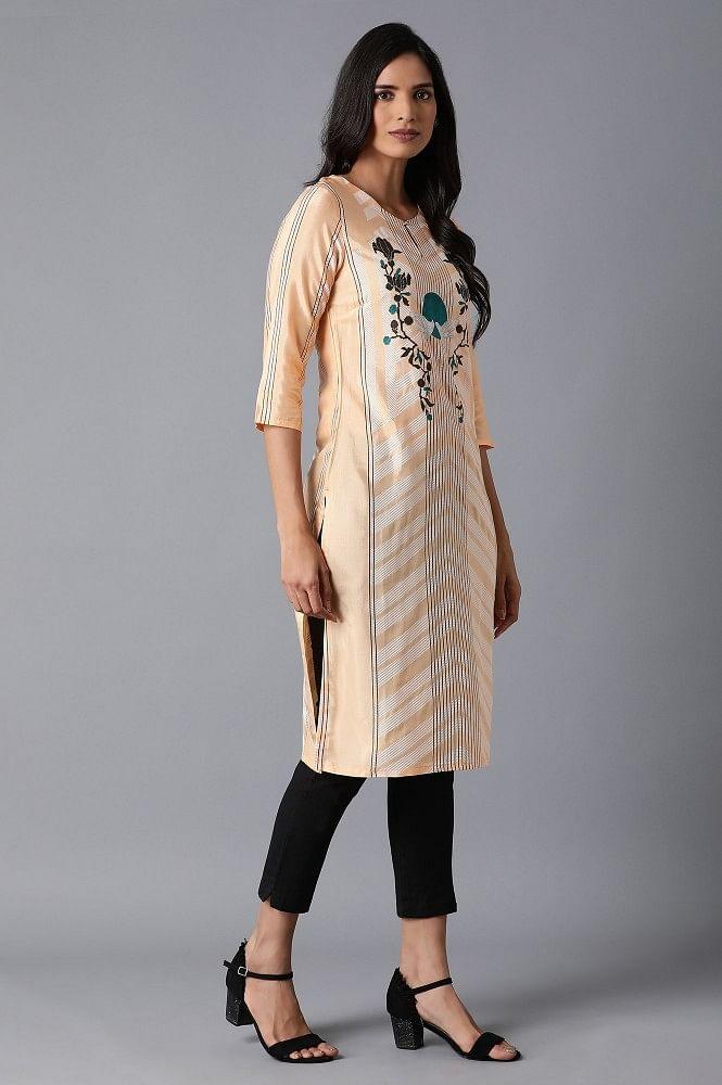 Orange Geometric Print kurta - wforwoman