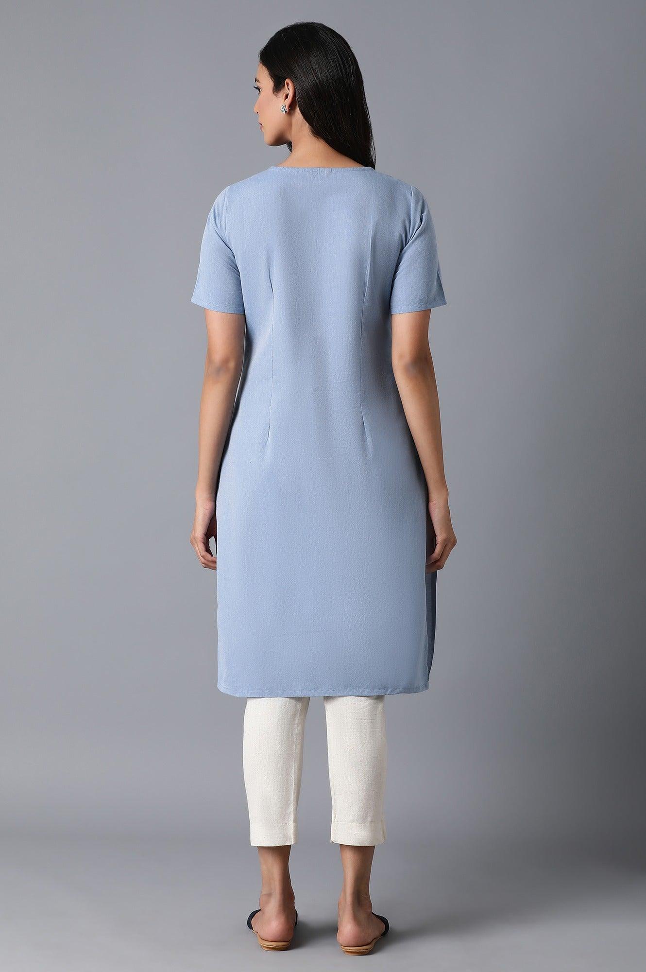 Blue Half Sleeves kurta - wforwoman