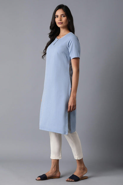 Blue Half Sleeves kurta - wforwoman