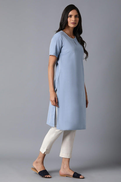 Blue Half Sleeves kurta - wforwoman