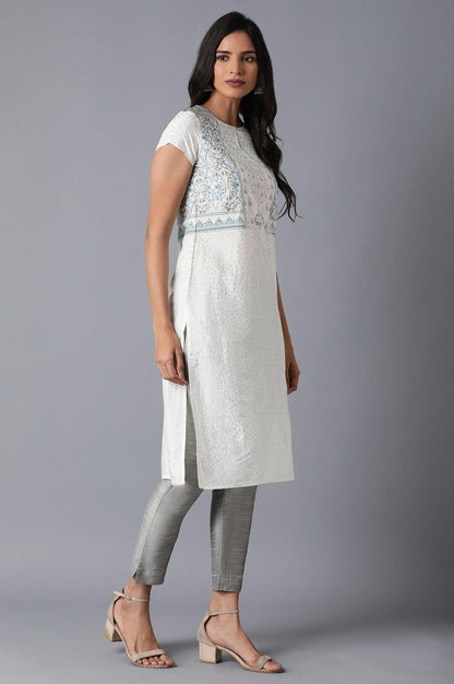 Ecru Glitter kurta - wforwoman