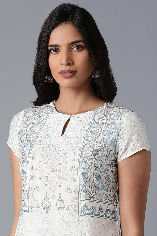 Ecru Glitter kurta - wforwoman