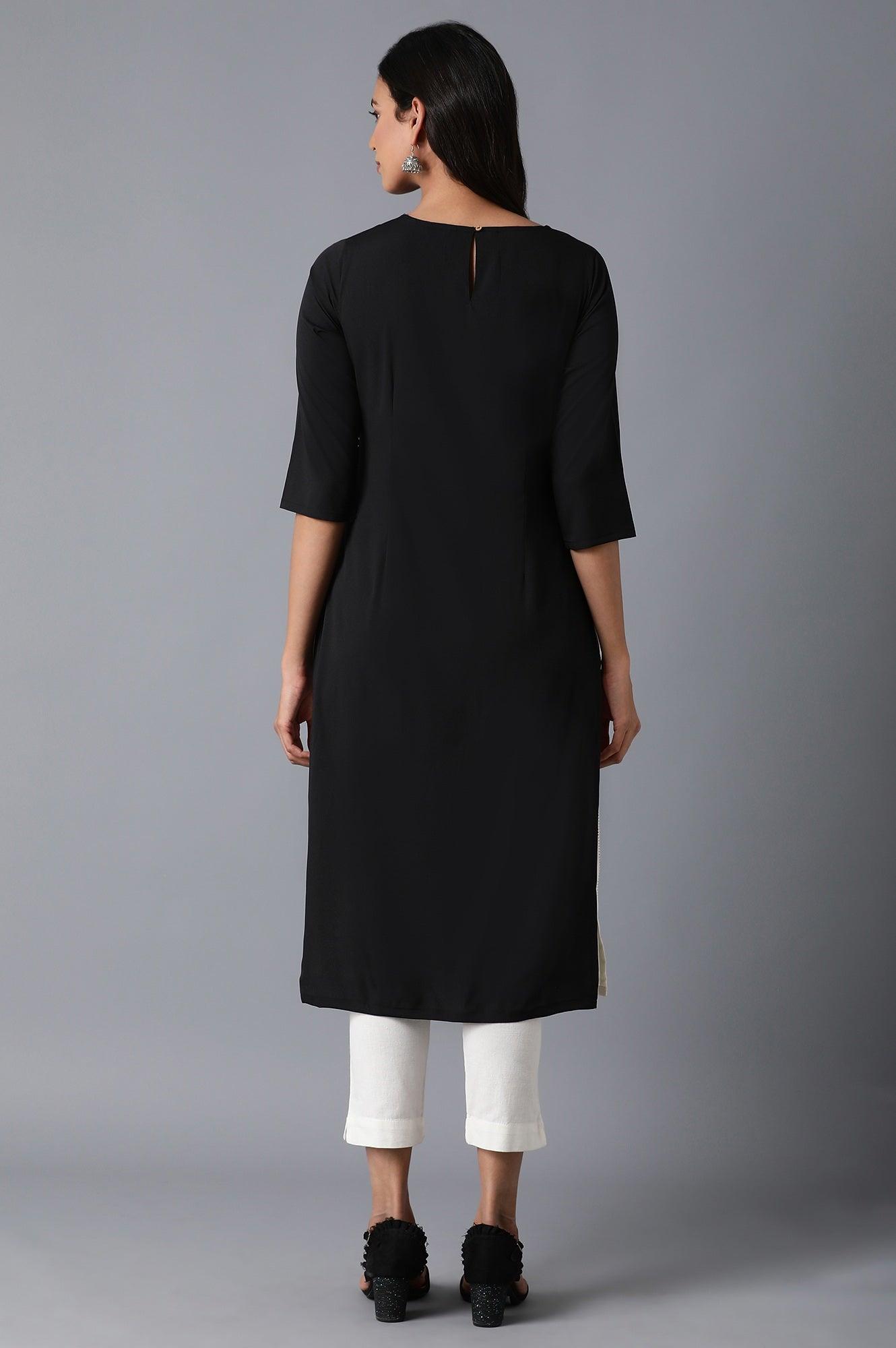 Black Tribal Print kurta - wforwoman