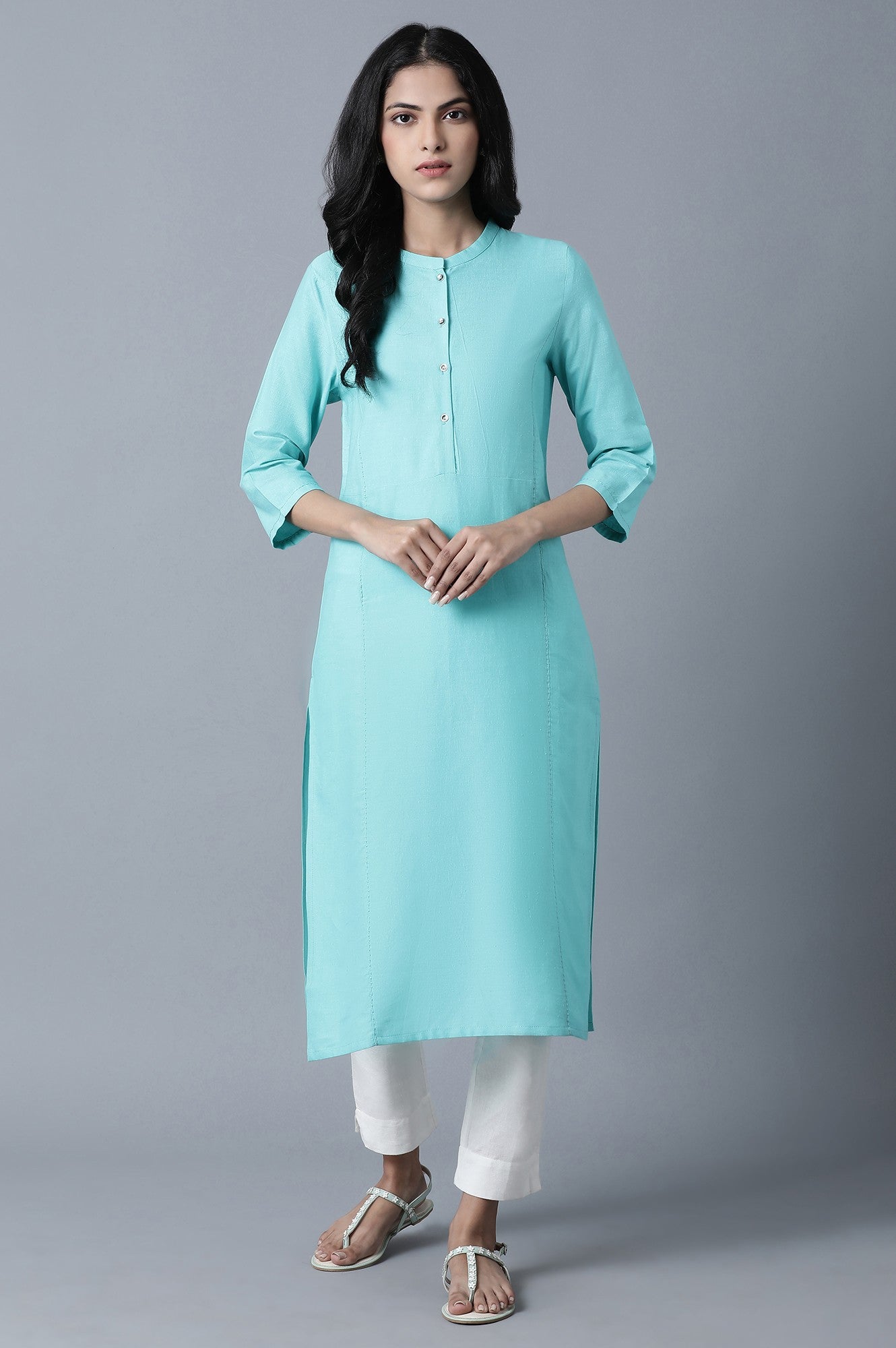 Aqua Blue Princess Panel kurta