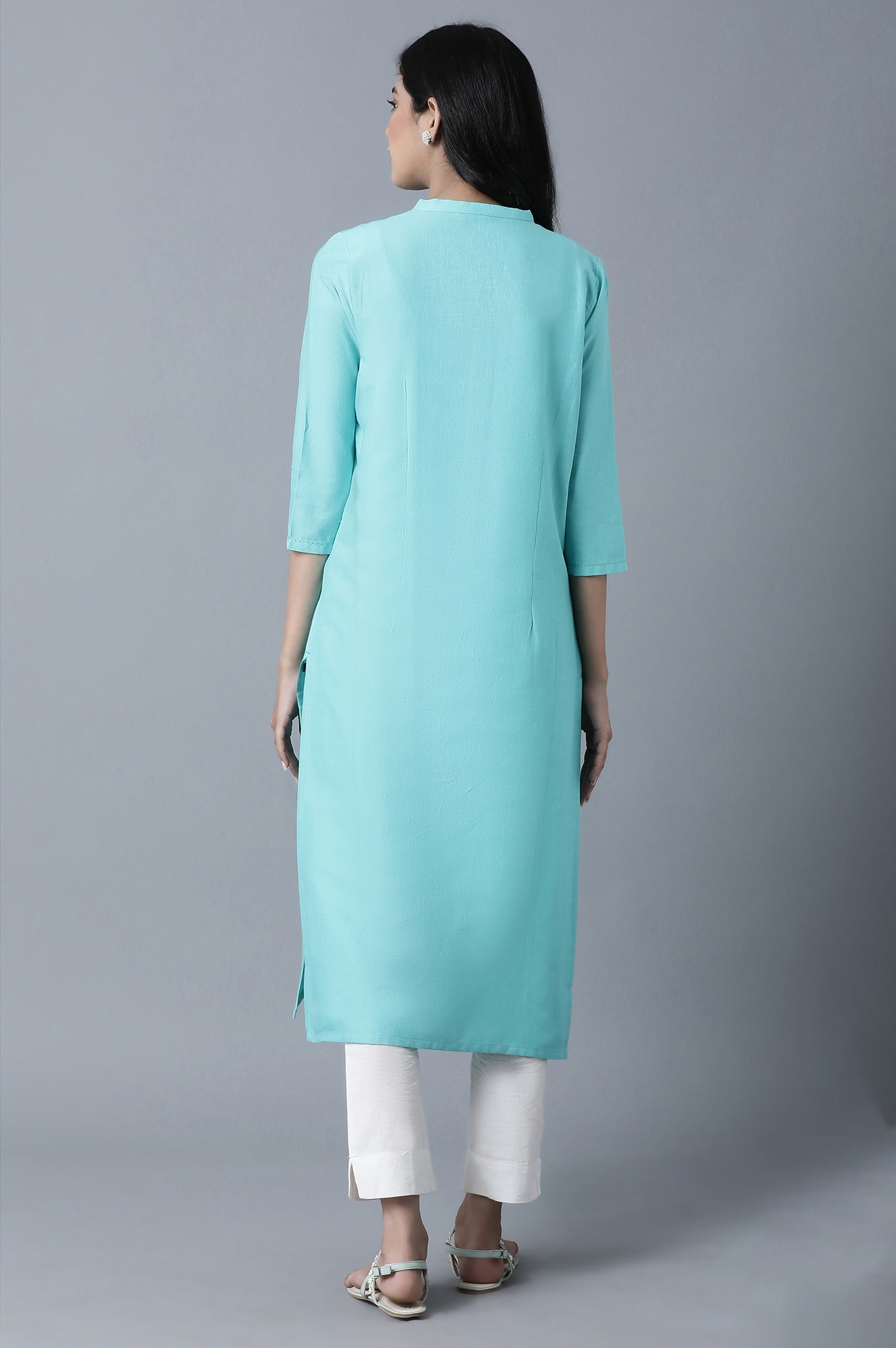 Aqua Blue Princess Panel kurta