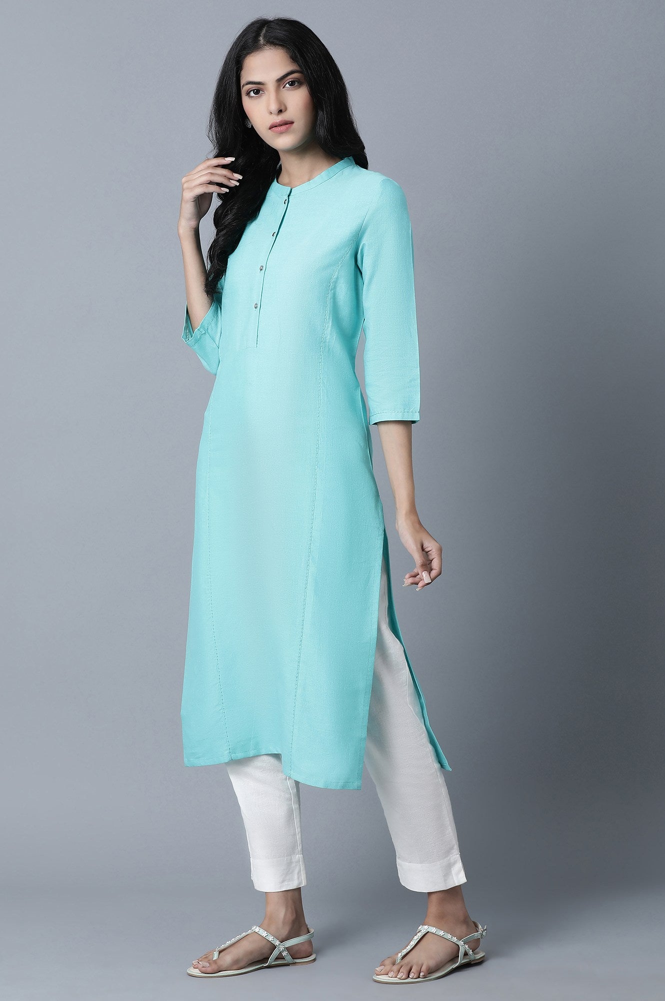 Aqua Blue Princess Panel kurta