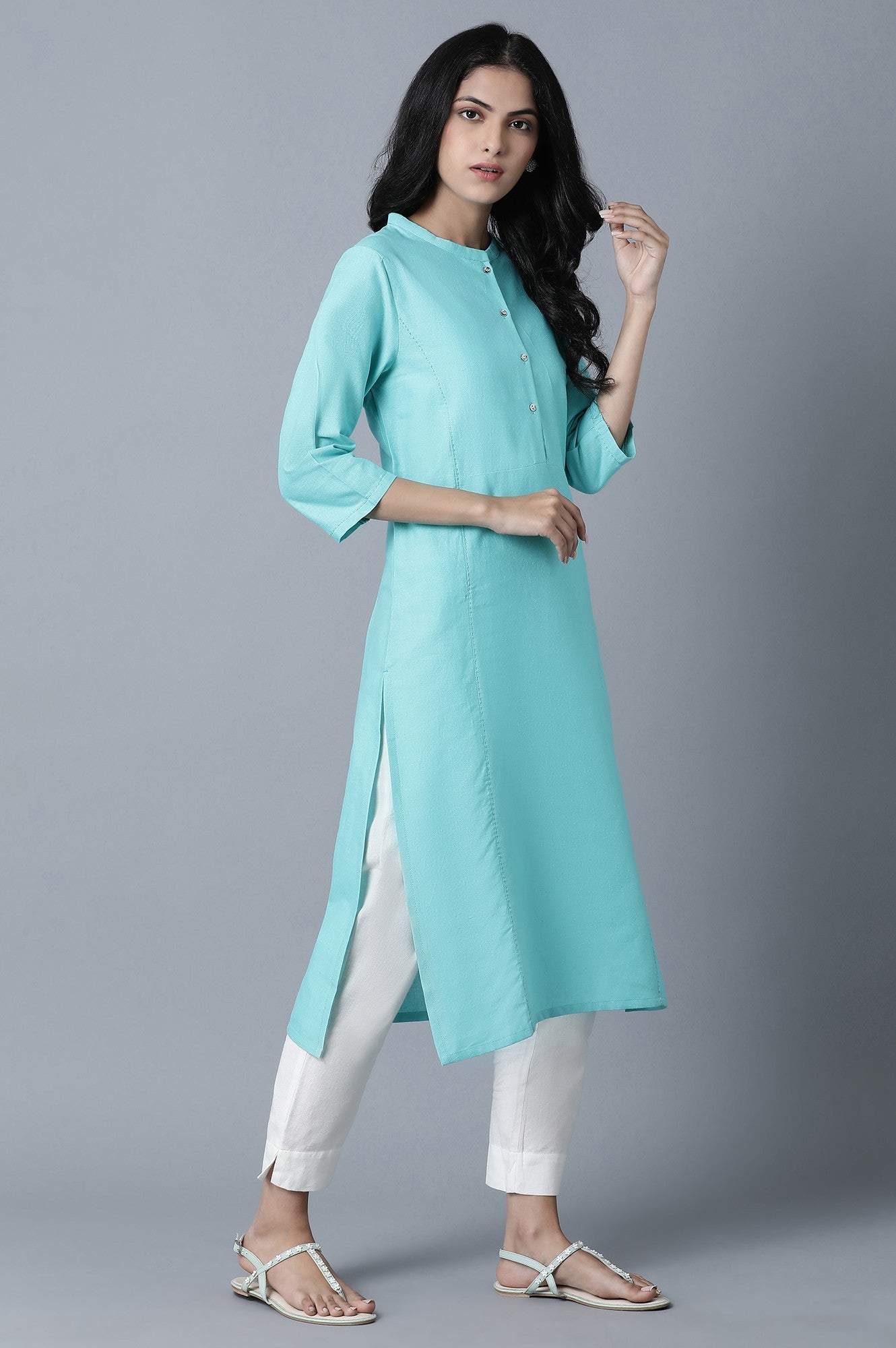 Aqua Blue Princess Panel kurta