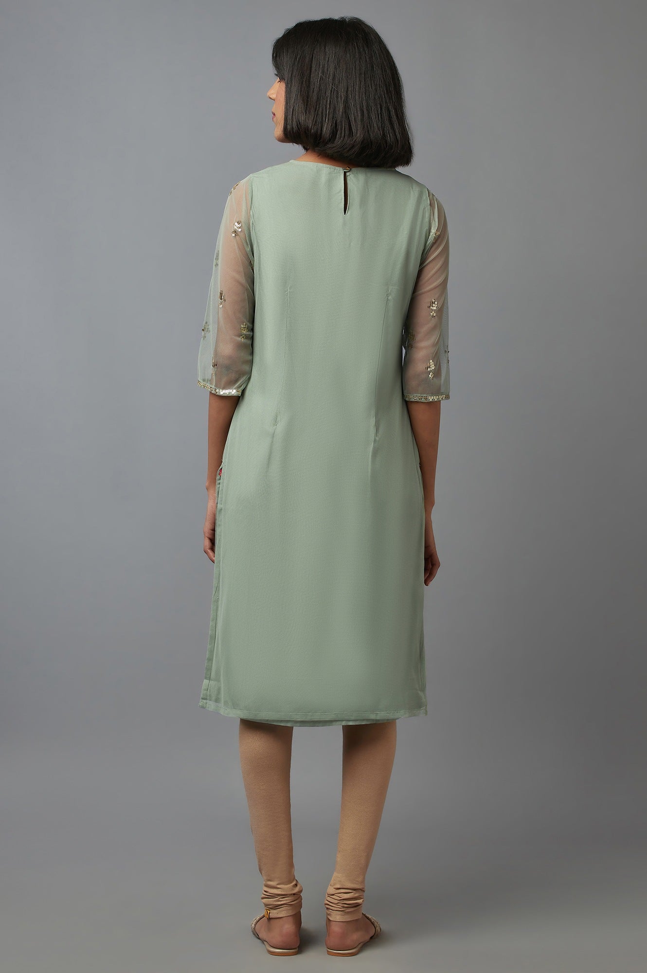 Green Sequin Maharani Net kurta