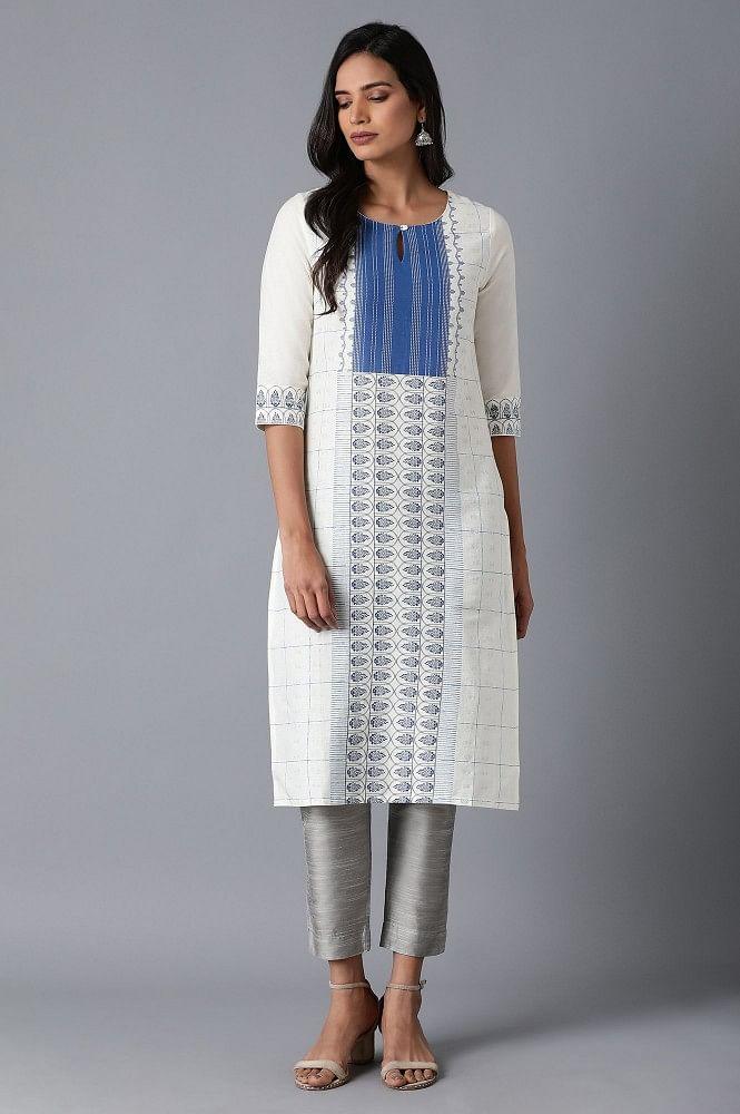 Ecru Straight kurta - wforwoman