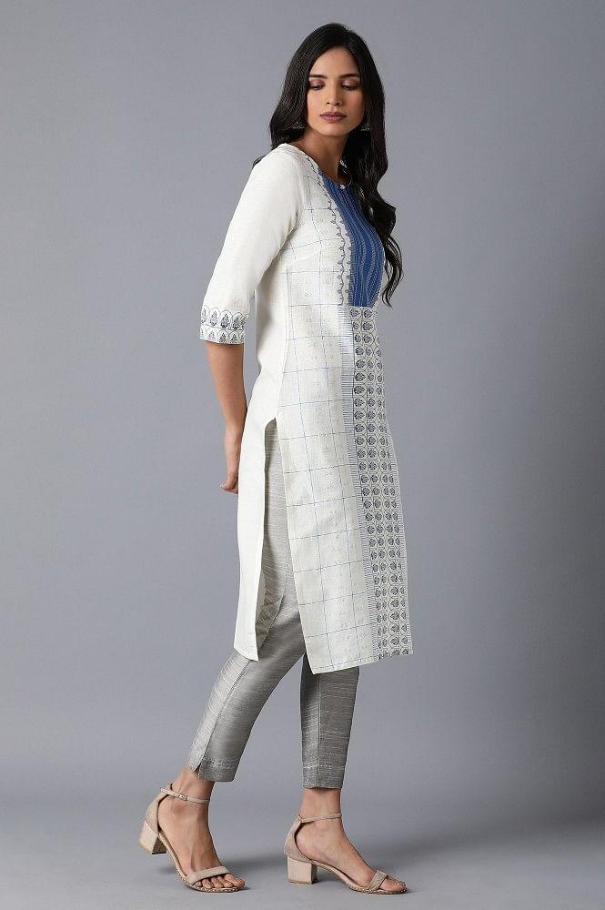 Ecru Straight kurta - wforwoman