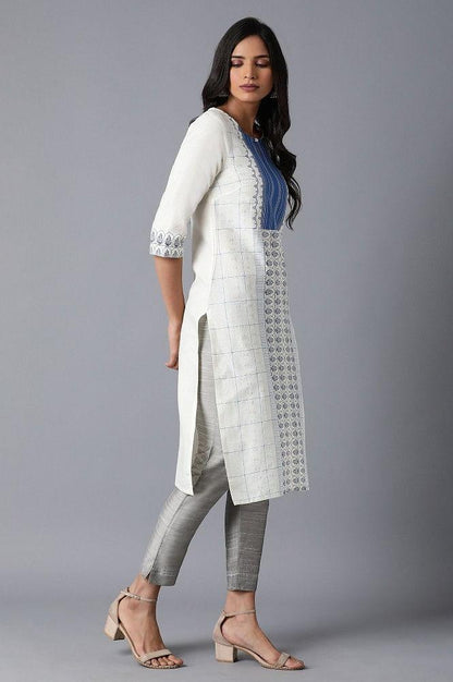 Ecru Straight kurta - wforwoman