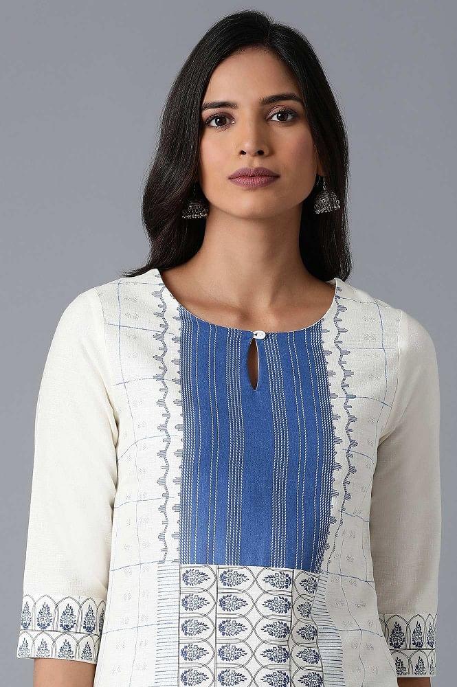 Ecru Straight kurta - wforwoman