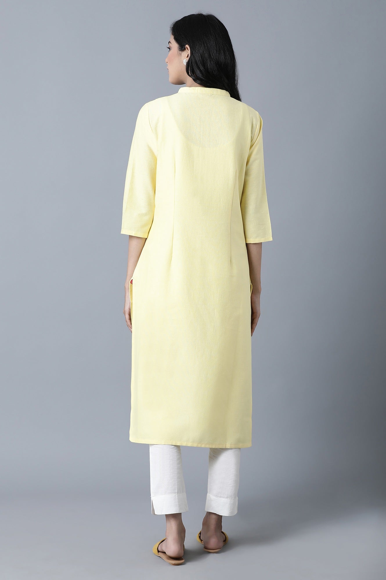 Light Yellow Pleat Detail kurta