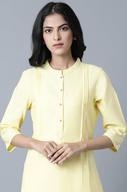 Light Yellow Pleat Detail kurta