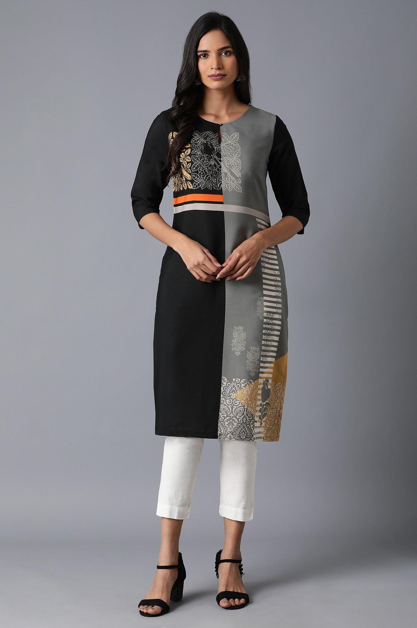 Black Straight kurta - wforwoman