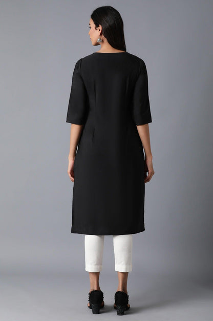 Black Straight kurta - wforwoman