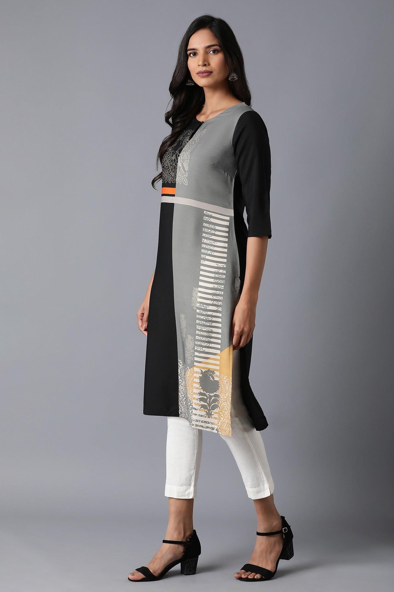 Black Straight kurta - wforwoman