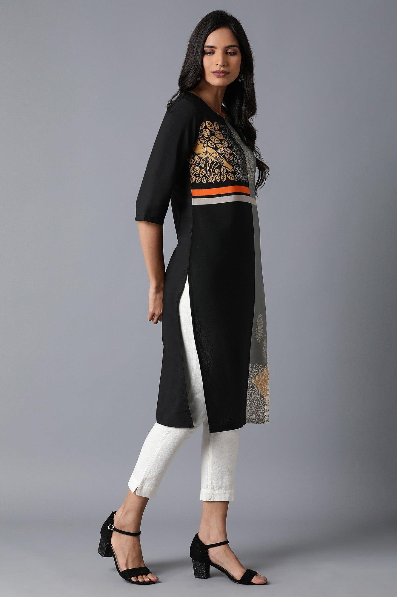 Black Straight kurta - wforwoman