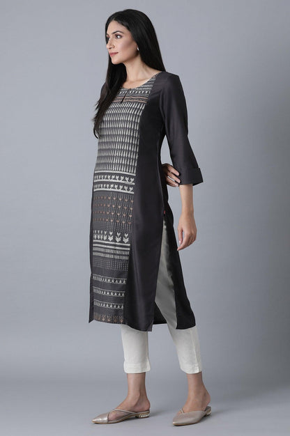 Dark Grey Dobby kurta - wforwoman