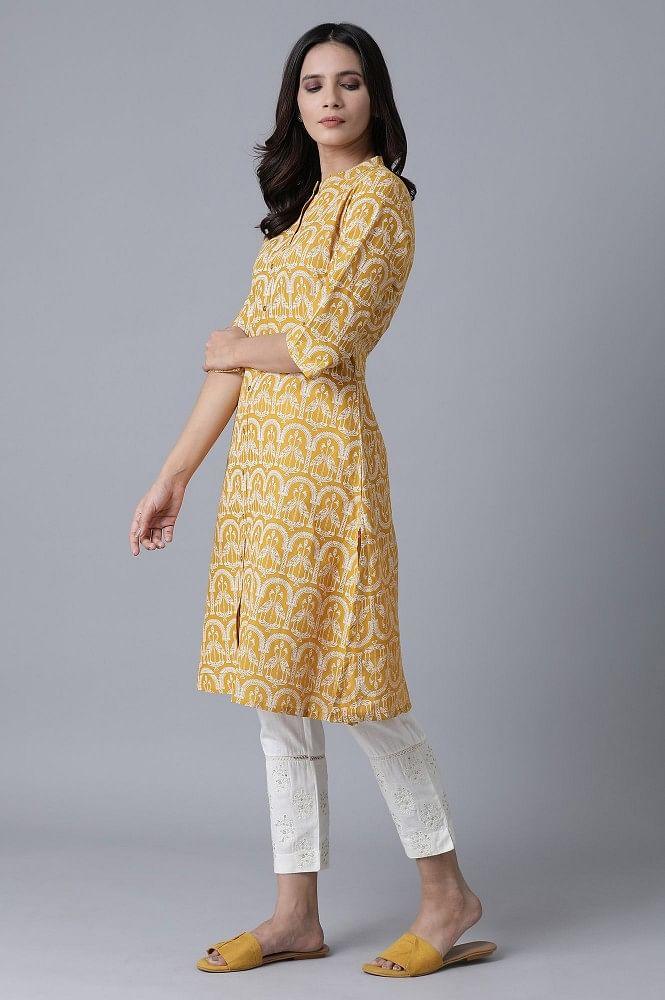 Yellow Straight kurta - wforwoman